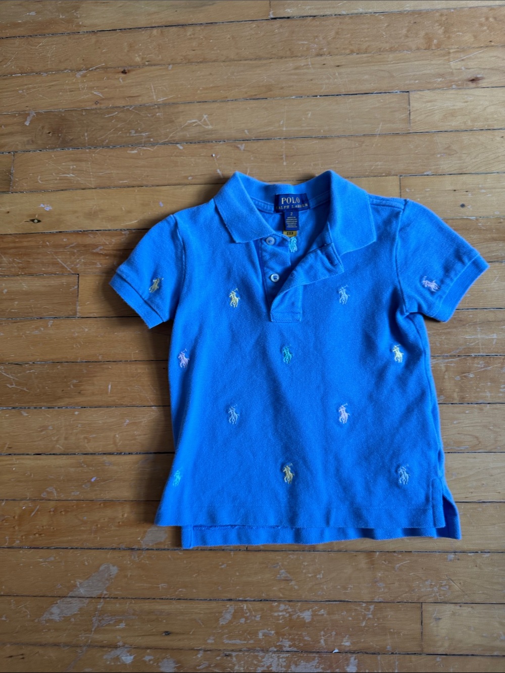 Ralph Lauren Bright Blue Kids Polo with Multicolor Pony Motifs